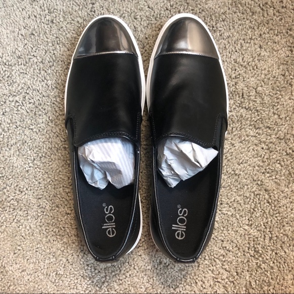 ellos Shoes - NWT Black Faux Leather Slip Ons